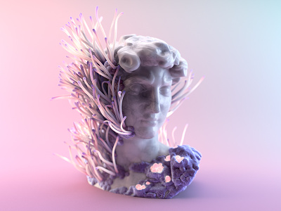 Sirène 3d arnold head marble maya procedural sculpture shader shading texturing uv light