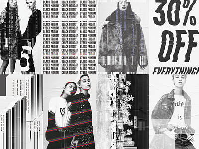 Cyber Monday 2017 Campaign Posters black friday cyber monday distort fashion glitch glitche model poster sale