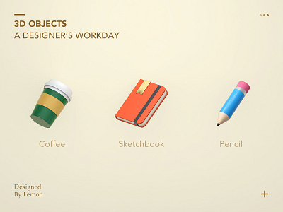 A Designer's Day c4d coffee cup modeling pencil sketchbook