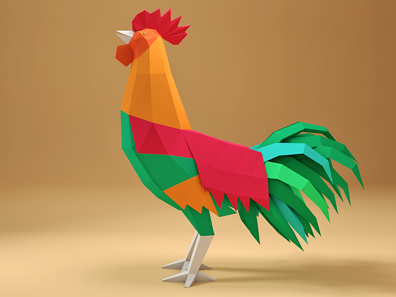 LowPoly Chicken by Wang Qinzheng on Dribbble