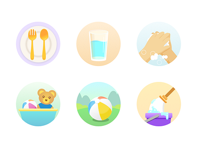 Habit Development child habit icon set