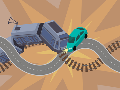 Road Fail accident art car crash fail illustration illustrator railway road train tram vector