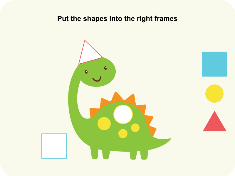 Kids game/Learning shapes animate app dinosaur figma for kids illustration kids kids app learn school shapes study task vector