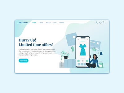 Dressroom: home page branding design ecommerce figma illustration item landing ui ux vector web