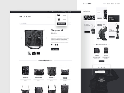 Beltbag Shop bag black cart ecommerce fashion layout simple web