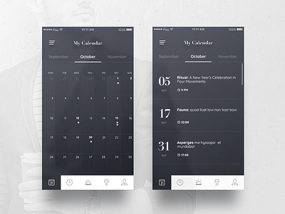 Calendar screens