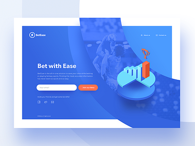 BetSite betting blue circles graphs growing growth landing page orange simple sport web