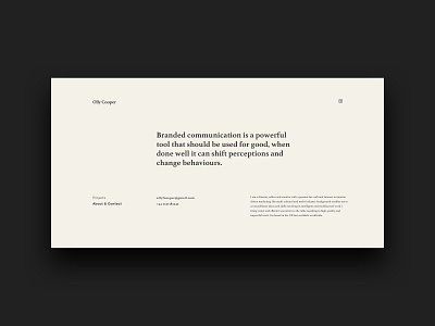 Olly Cooper / About Page about about page art direction contact page typography ui ux