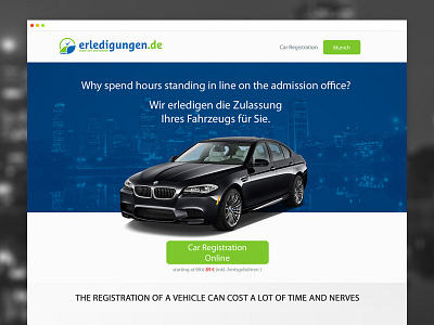 Car Registration Landing Page car company design germany landing page page registration template web