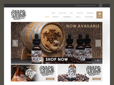 Vape point cigarettes e liquid flavors magento online shop shopify store supplies theme webdesign