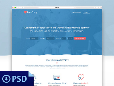 Dating Website Theme - Free Psd