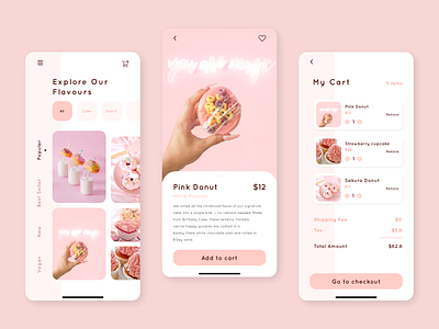 Dessert App dessert ecommerce app design mobile ui pastel color