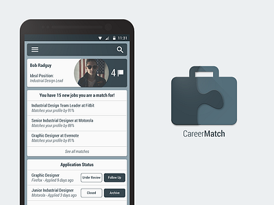 CareerMatch app icon logo logos material material ish ui