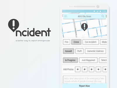 Incident app logo mockup ui ux