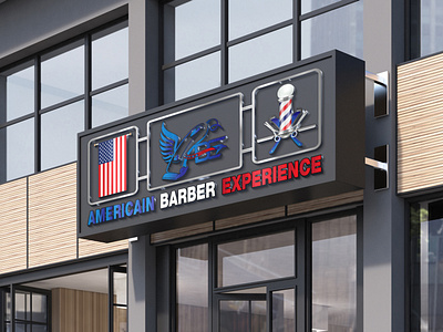 Americain Barber Experience ABE logo and sign for the shop custom logo design graphic design illustration logo professional typography vector