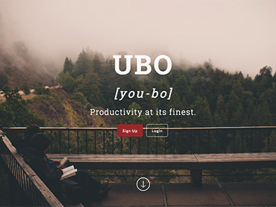 Welcome Page for UBO landing page productivity ubo website