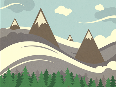 Mountain Illustration clouds illustration landscape mountain peaks texture trees