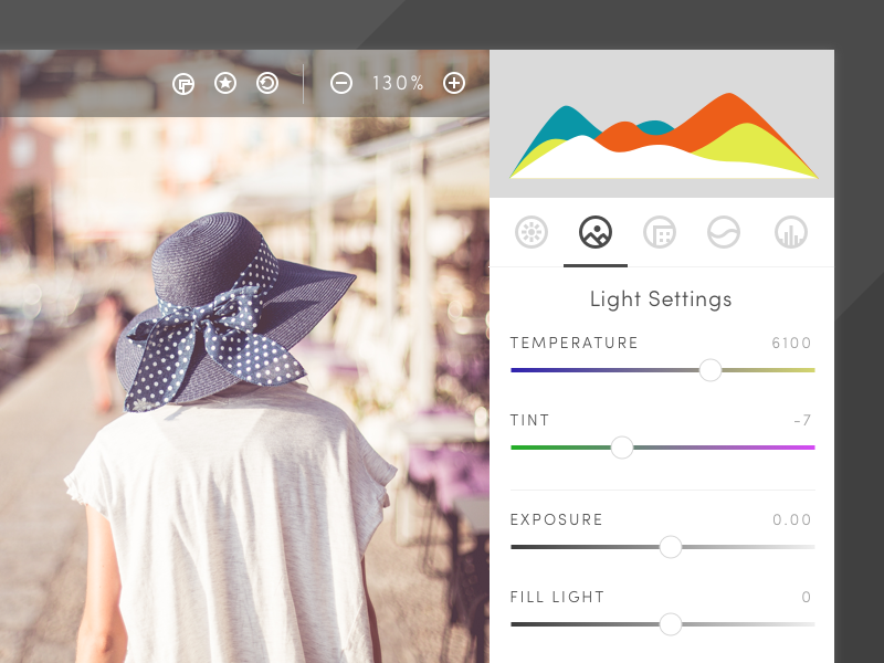 Settings - Daily UI #007 settings 007 light exposure design card adjustments photo ux dailyui ui clean
