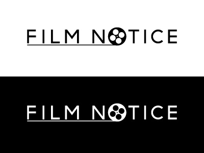 FilmNotice Logo Concept 1 film film reel identity lettering logo reel sans serif typography