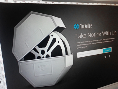 FilmNotice - Splashpage clean coming soon film film reel form illustration reel simple splashpage