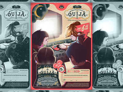 "WE- JA" ad digital painting ghosts illustration ouija ouija board paranormal poltergeist vintage