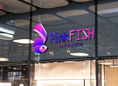 Pink Fish restaurant logo branding design illustration logo logodesign restaurant branding restaurant logo ui