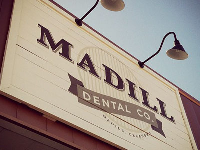 Madill Dental Wood Sign freehand hand painted logo