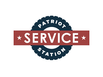 Patriot Service Station badge branding button logo oil retro sign stars vintage