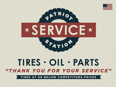 Patriot Service Station 2 america badge branding button logo oil retro sign stars vintage