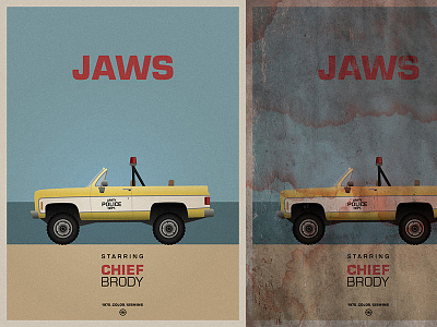 JAWS Movie Poster 4x4 amity brody chevy chief jaws k5 blazer movie police poster