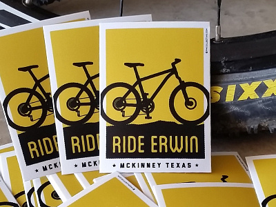 Ride Erwin Stickers bicycle erwin park mckinney mountain bike mtn silhouette terrain texas vector