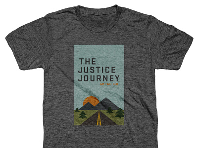 Justice Journey Shirt Rd1 apparel illustration micah mountains road shirt sky sun vector