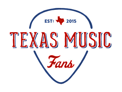 Texas Music Fans Logo Final 2015 badge country est guitar pick hand drawn state tex usa