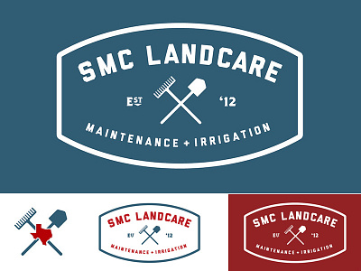 SMC Landcare Logo Opt 1 badge est irrigation lawn lawncare mowing rake shovel texas vector yard