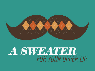 Sweater Stache 1 argyle moustache mustache retro typography vintage