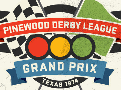 Pinewood Derby logo racing texture typography vintage