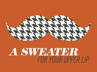 Sweater Stache 2 houndstooth moustache mustache retro typography vintage