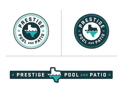 Prestige Pool & Patio Logo 1 badge bolt circle patch patio pool prestige silhouette spa texas water waves