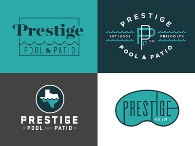 Prestige Pool & Patio Logo 2 badge bolt modern patch patio pool prestige silhouette spa texas water waves