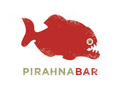 Pirahna Bar fish logo martini pirahna texture typography