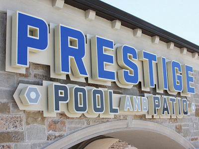 Prestige Pool and Patio Sign branding installation light lit logo signs