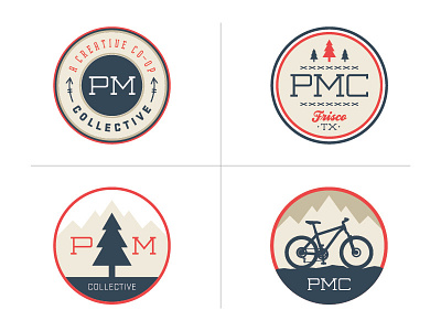 PM Collective Branding Exploration badge bike coaster cycle frisco identity logo mtb texas tree tx vector