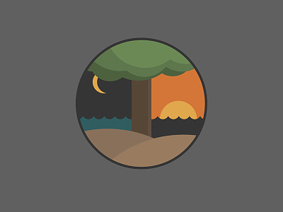 Night and Day Badge beach crest day moon nature night sand sky sun tree vector