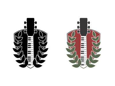 Guitar Piano Crest crest guitar ivy leaves logo music piano