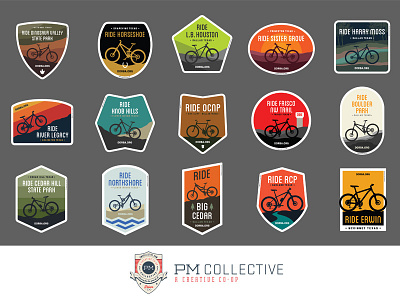 Mountain Bike Stickers (Family Shot) 29er adventure badge bicycle cycling lake mountain bike mountains mtb nature outdoors vector