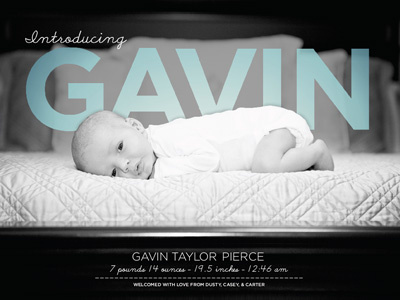 Gavin baby birth announcement