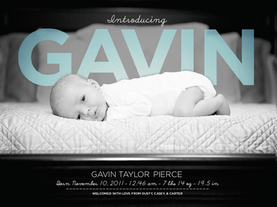 Gavin Revised baby birth announcement