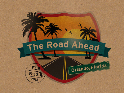 The Road Ahead badge city logo sign state texture trip