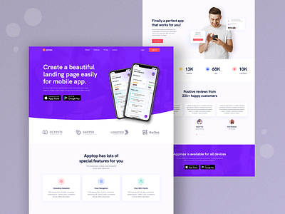 App landing page app design homepage minimal web