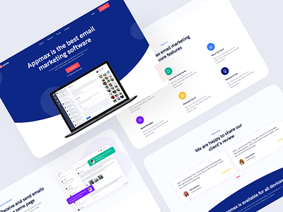 Email marketing software app design homepage minimal ui web